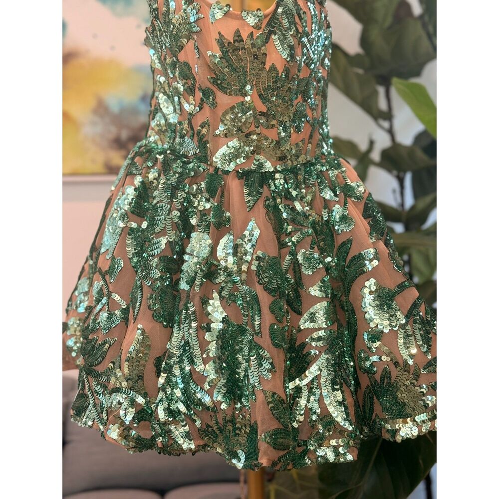 BRONX BANCO Chloe Pailette Teal Strapless Sequin Mini Dress, cocktail | wedding - Picture 9 of 15